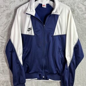 Vintage Nike Track Jacket Full Zip Swoosh Blue Mens Large 80s 90s Retro Running